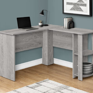 Computer Desk, Home Office, Corner, Storage Shelves, 48"L, L Shape, Work, Laptop, Grey Laminate, Contemporary, Modern