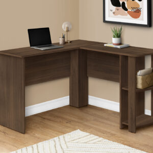 Computer Desk, Home Office, Corner, Storage Shelves, 48"L, L Shape, Work, Laptop, Brown Laminate, Contemporary, Modern
