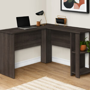 Computer Desk, Home Office, Corner, Storage Shelves, 48"L, L Shape, Work, Laptop, Brown Laminate, Contemporary, Modern
