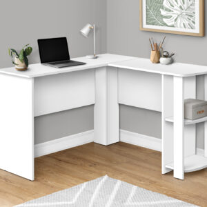 Computer Desk, Home Office, Corner, Storage Shelves, 48"L, L Shape, Work, Laptop, White Laminate, Contemporary, Modern