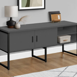 Office Credenza, 72"L, Home Office, Work, Storage Doors, Commercial Grade, Grey Laminate, Black Metal, Contemporary, Modern