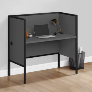 Office Cubicle, 48"L, Desk, Work, Commercial Grade, Grey Laminate, Black Metal, Contemporary, Modern