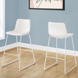 Office Chair, Bar Height, Standing, Computer Desk, Work, White Leather Look, White Metal, Contemporary, Modern