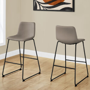 Office Chair, Bar Height, Standing, Computer Desk, Work, Brown Leather Look, Black Metal, Contemporary, Modern