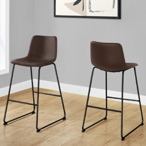 Office Chair, Bar Height, Standing, Computer Desk, Work, Brown Leather Look, Black Metal, Contemporary, Modern