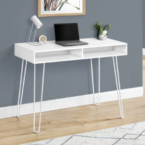 Computer Desk, Home Office, Laptop, Left, Right Set-up, Storage Drawers, 40"L, Work, White Laminate, White Metal, Contemporary, Modern
