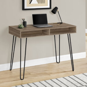 Computer Desk, Home Office, Laptop, Left, Right Set-up, Storage Drawers, 40"L, Work, Brown Laminate, Black Metal, Contemporary, Modern