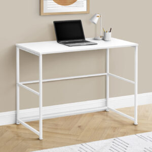 Computer Desk, Home Office, Laptop, Left, Right Set-up, Storage Drawers, 40"L, Work, White Laminate, White Metal, Contemporary, Modern