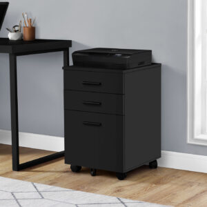 File Cabinet, Rolling Mobile, Storage Drawers, Printer Stand, Office, Work, Black Laminate, Contemporary, Modern