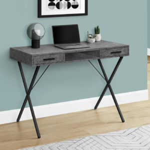 Computer Desk, Home Office, Laptop, Left, Right Set-up, Storage Drawers, 42"L, Work, Grey Laminate, Black Metal, Contemporary, Modern