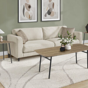 Table Set, 3pcs Set, Coffee, End, Living Room, Dark Taupe Laminate, Black Metal, Contemporary, Modern