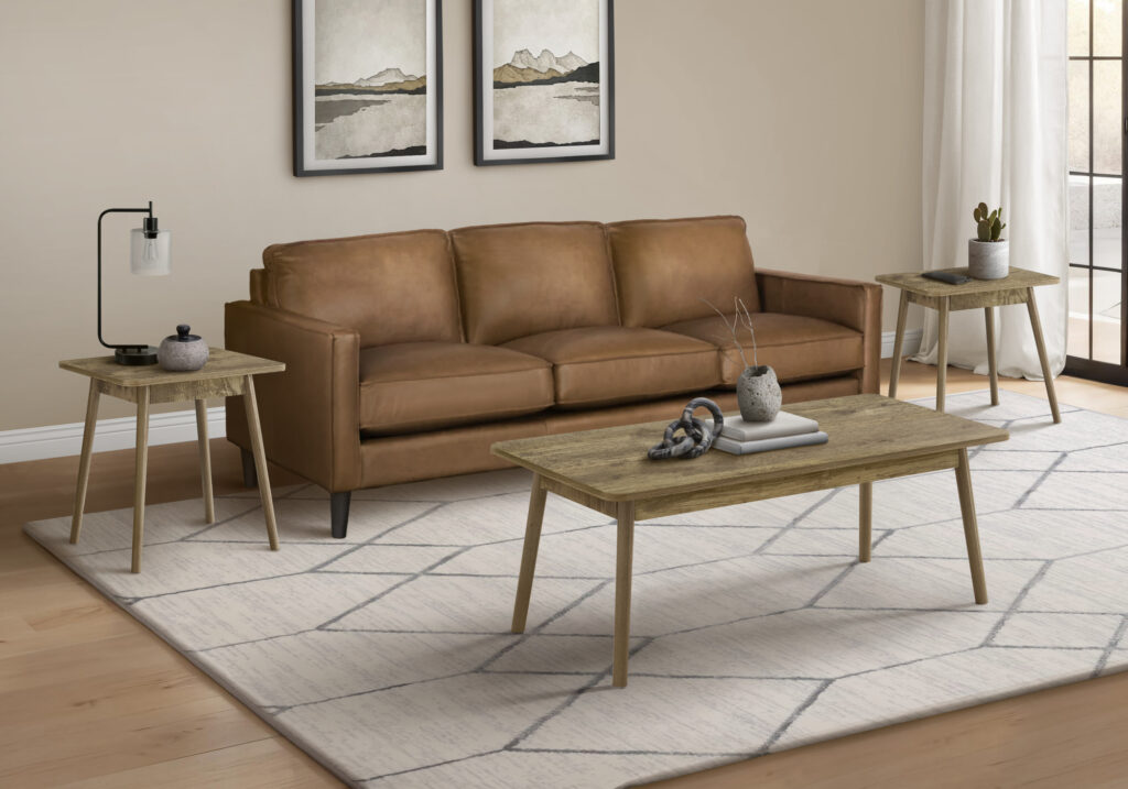 Table Set, 3pcs Set, Coffee, End, Side, Accent, Living Room, Light Brown Laminate, Mid Century, Modern