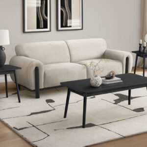 Table Set, 3pcs Set, Coffee, End, Side, Accent, Living Room, Black Laminate, Mid Century, Modern