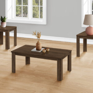 Table Set, 3pcs Set, Coffee, End, Side, Accent, Living Room, Walnut Laminate, Transitional