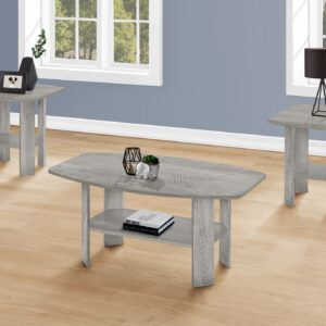 Table Set, 3pcs Set, Coffee, End, Side, Accent, Living Room, Grey Laminate, Transitional
