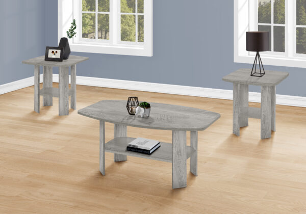 Table Set, 3pcs Set, Coffee, End, Side, Accent, Living Room, Grey Laminate, Transitional