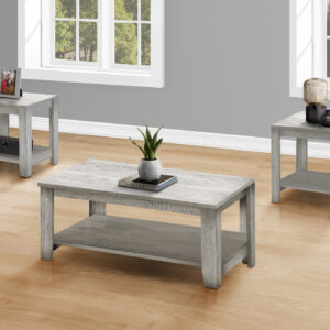 Table Set, 3pcs Set, Coffee, End, Side, Accent, Living Room, Grey Laminate, Transitional