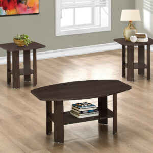 Table Set, 3pcs Set, Coffee, End, Side, Accent, Living Room, Brown Laminate, Transitional
