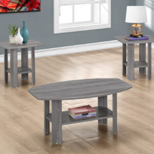 Table Set, 3pcs Set, Coffee, End, Side, Accent, Living Room, Grey Laminate, Transitional