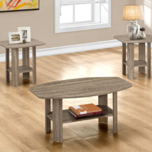 Table Set, 3pcs Set, Coffee, End, Side, Accent, Living Room, Brown Laminate, Transitional
