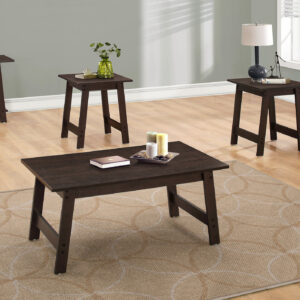 Table Set, 3pcs Set, Coffee, End, Side, Accent, Living Room, Brown Laminate, Transitional