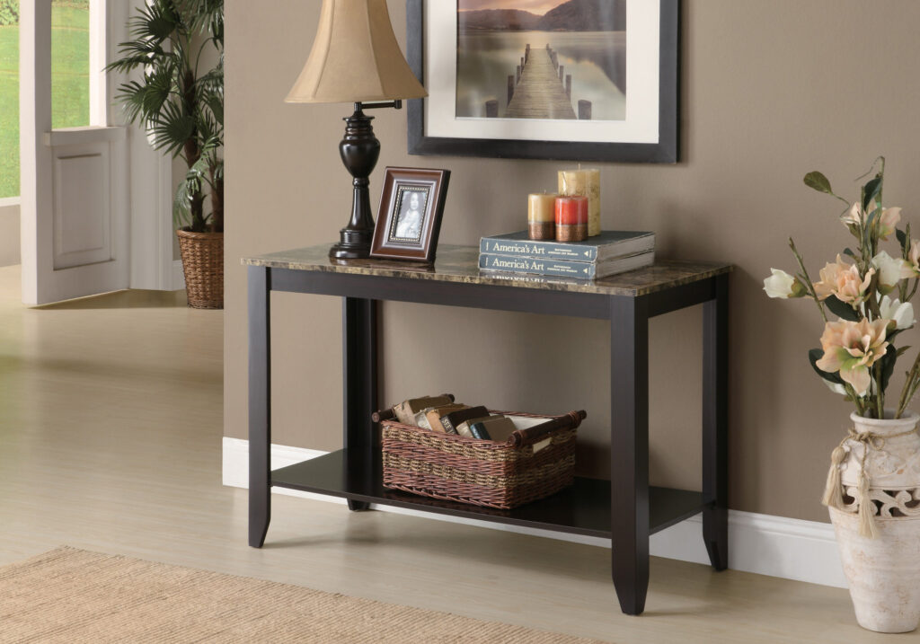 Espresso marble top accent table