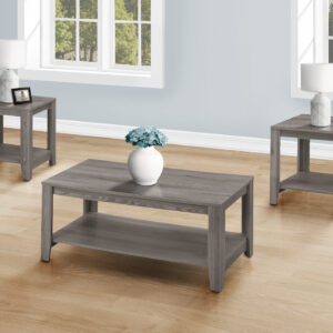 Table Set, 3pcs Set, Coffee, End, Side, Accent, Living Room, Grey Laminate, Transitional