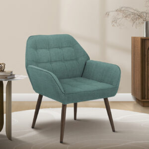 Accent Chair, 29"H, Upholstered, Living Room, Turquoise Fabric, Walnut Metal Legs, Contemporary, Modern