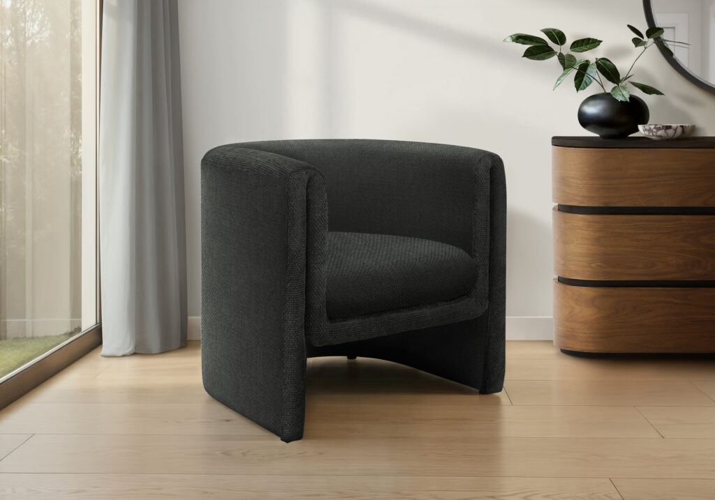 Accent Chair, 30″H, Upholstered, Living Room, Bedroom, Black Fabric, Contemporary, Modern