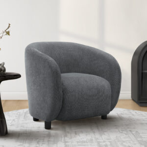 Accent Chair, 29"H, Upholstered, Living Room, Bedroom, Dark Grey Fabric, Black Legs, Contemporary, Modern