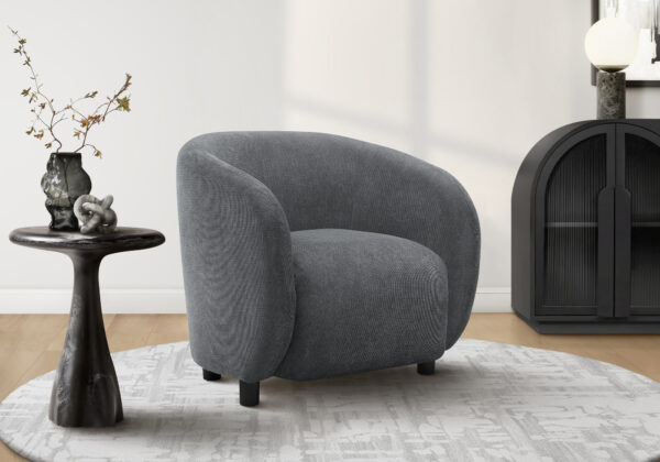 Accent Chair, 29″H, Upholstered, Living Room, Bedroom, Dark Grey Fabric, Black Legs, Contemporary, Modern