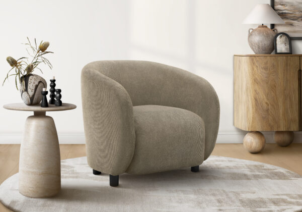Accent Chair, 29″H, Upholstered, Living Room, Bedroom, Light Brown Fabric, Black Legs, Contemporary, Modern