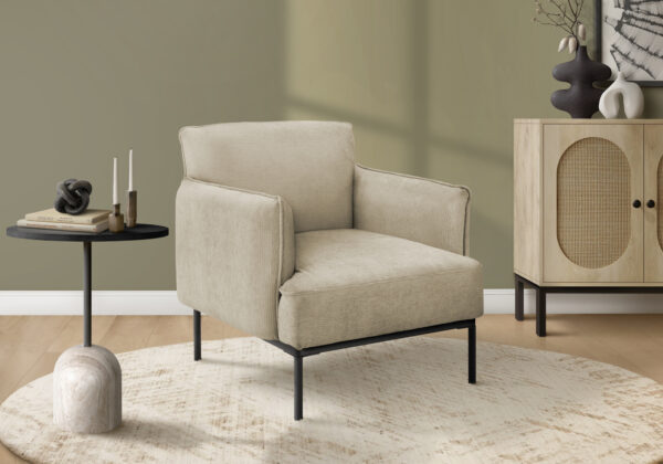 Accent Chair, 33″ H, Upholstered, Living Room, Bedroom, Beige Fabric, Contemporary, Modern
