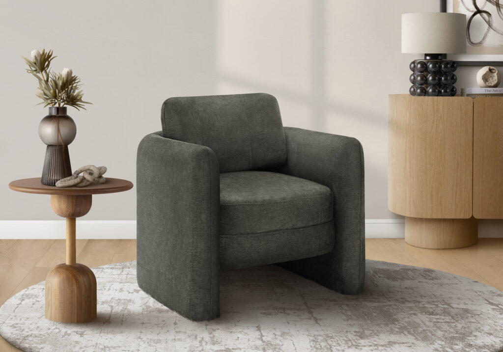 Accent Chair, 32″H, Upholstered, Living Room, Bedroom, Dark Grey Fabric, Contemporary, Modern