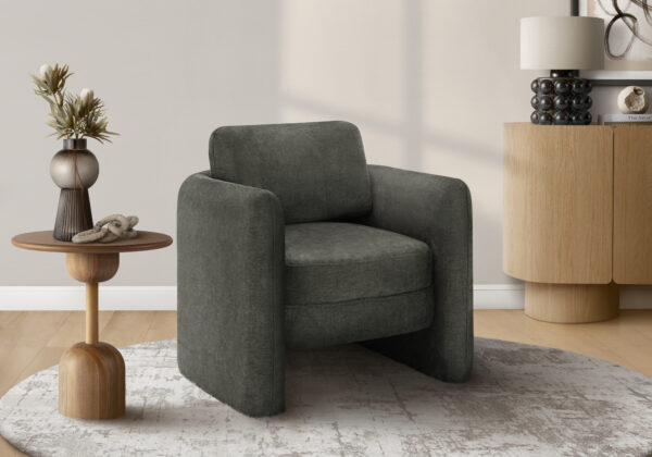 Accent Chair, 32″H, Upholstered, Living Room, Bedroom, Dark Grey Fabric, Contemporary, Modern