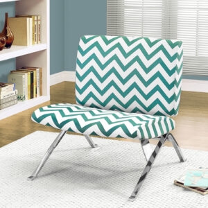 Accent Chair, Upholstered, Living Room, Bedroom, Green Fabric, Chrome Metal, Contemporary, Modern