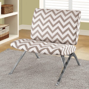 Accent Chair, Upholstered, Living Room, Bedroom, Brown Fabric, Chrome Metal, Contemporary, Modern