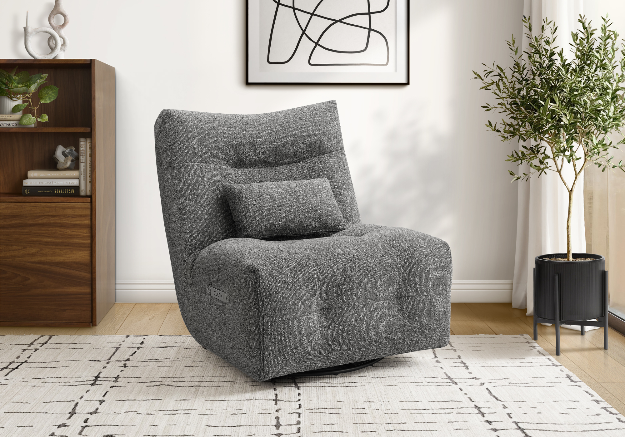 Dark grey power massage swivel glider reclining chair