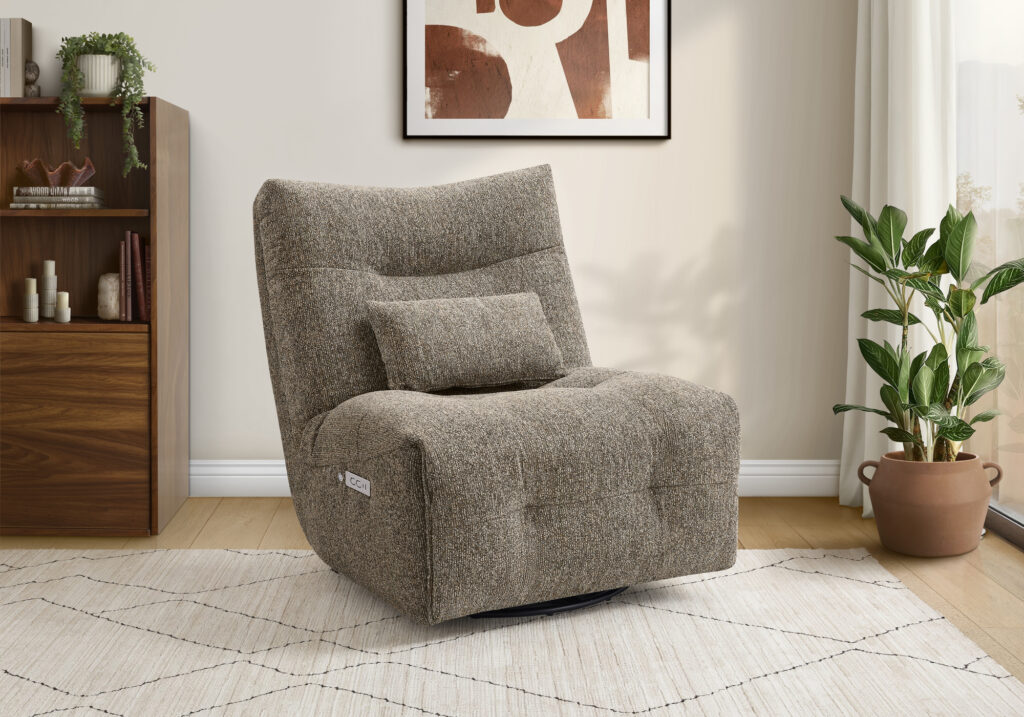 Light brown power massage swivel glider reclining chair