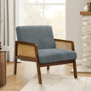 Blue walnut fabric wood accent chair