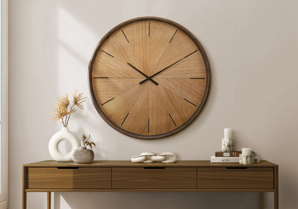 Clocks, 30″ Round, Large Oversized, Wall Clock, Brown, Modern, Contemporary
