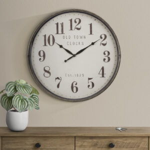 Clocks, 30" Round, Large Oversized, Wall Clock, Brown, Transitional