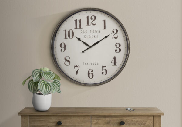 Clocks, 30″ Round, Large Oversized, Wall Clock, Brown, Transitional