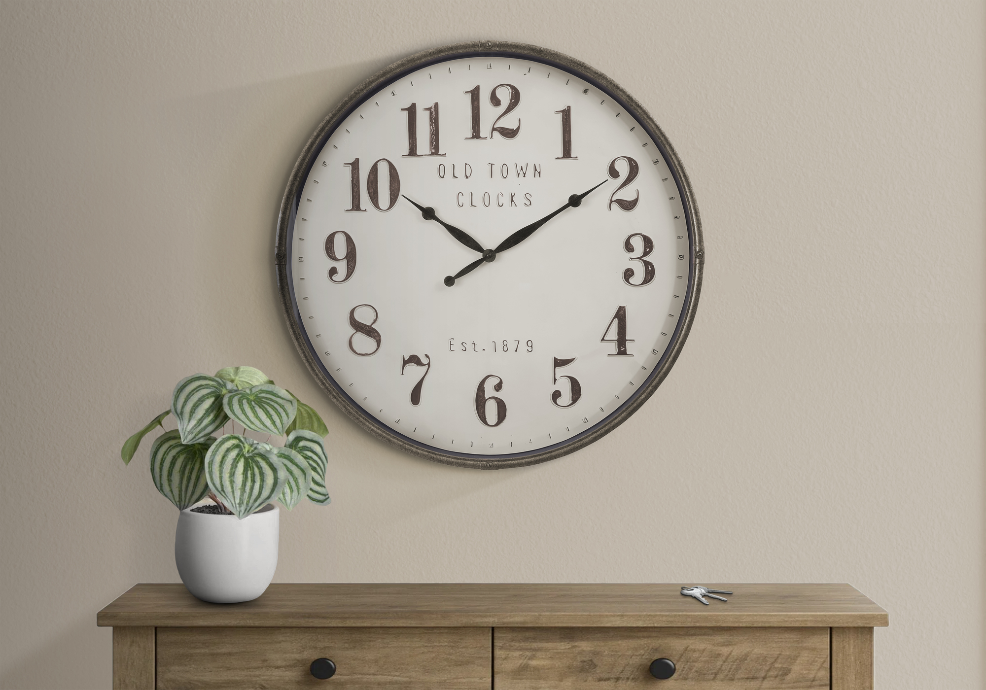 Clocks, 30″ Round, Large Oversized, Wall Clock, Brown, Transitional