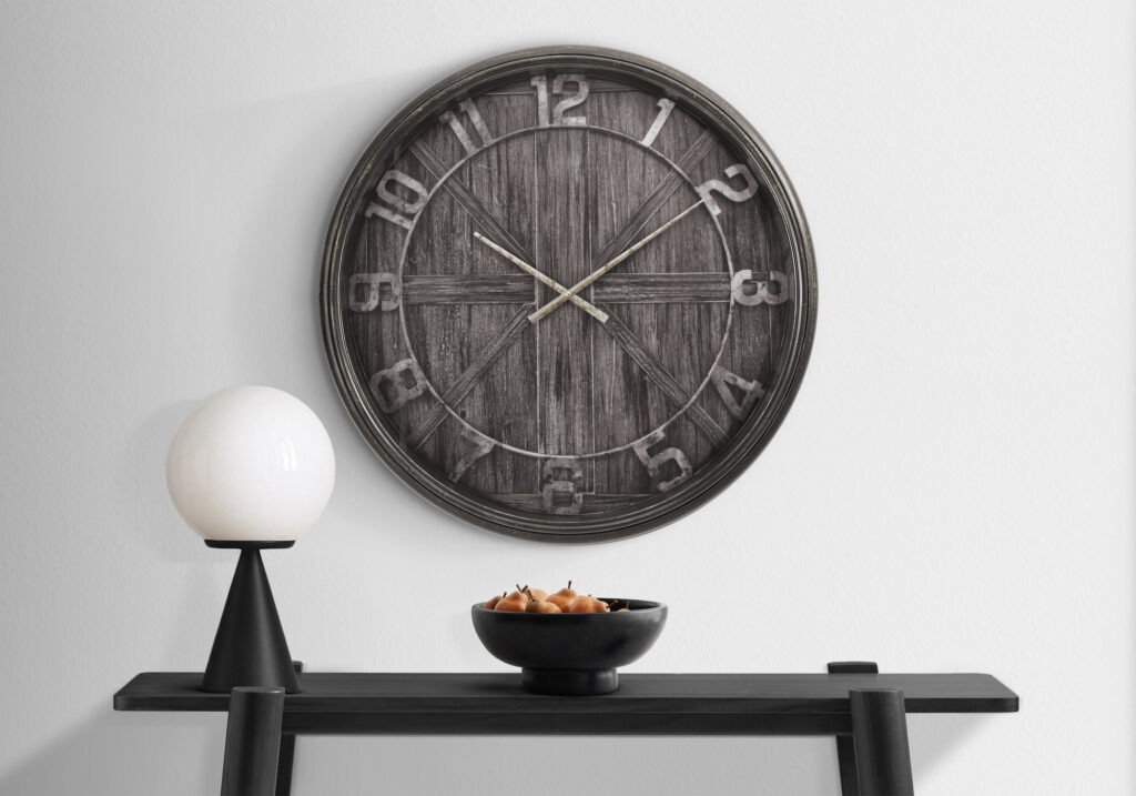 Clocks, 30″ Round, Large Oversized, Wall Clock, Brown, Transitional
