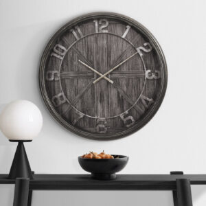 Clocks, 30" Round, Large Oversized, Wall Clock, Brown, Transitional