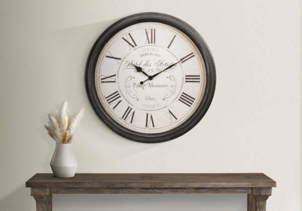 Clocks, 30″ Round, Large Oversized, Wall Clock, Brown, Transitional