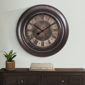 Clocks, 30" Round, Large Oversized, Wall Clock, Brown, Transitional