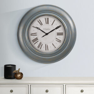 Clocks, 30" Round, Large Oversized, Wall Clock, Antique Blue, Transitional