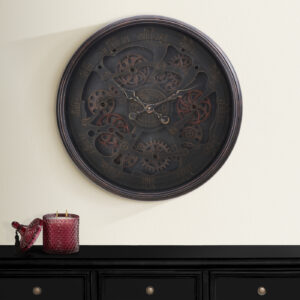 Clocks, 30" Round, Gear Mechanism, Large Oversized, Wall Clock, Black, Transitional